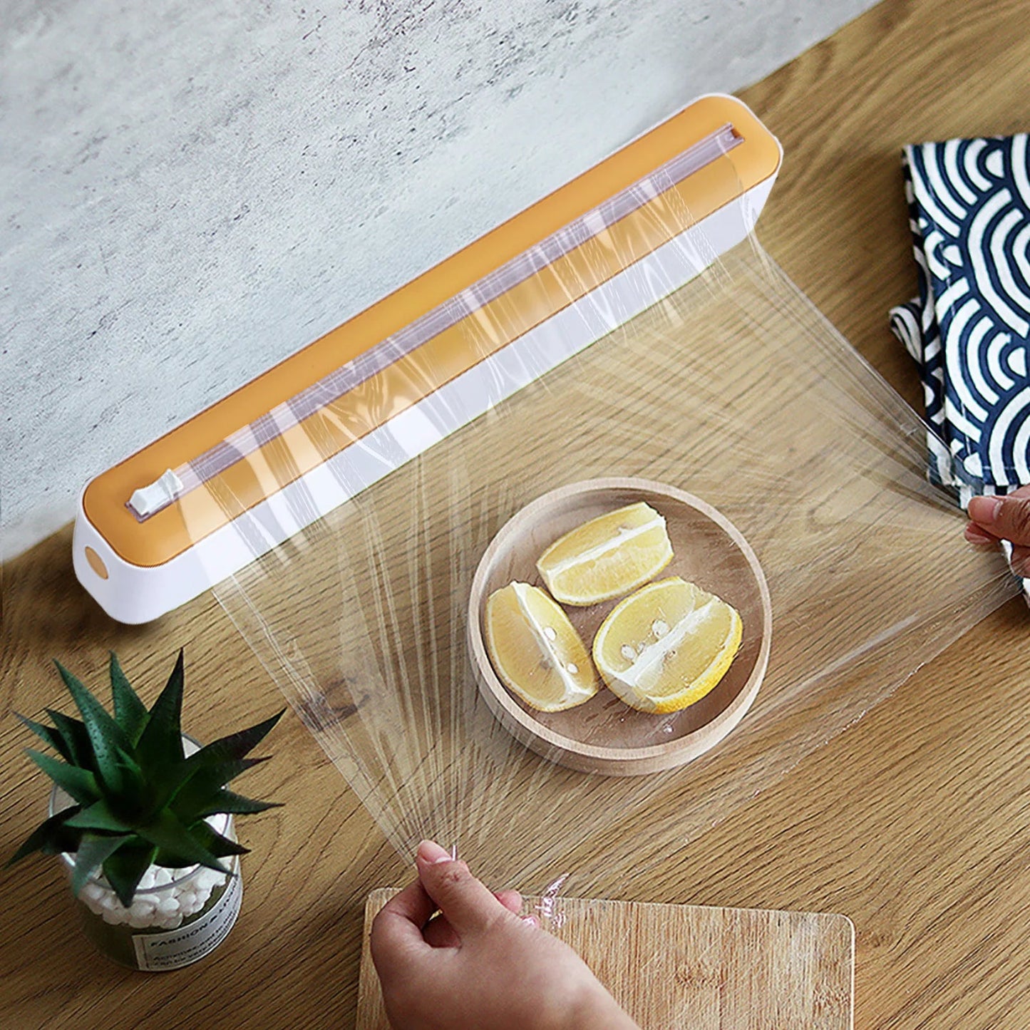 Plastic Wrap Dispenser Magnetic Refillable Food Cling Film Dispenser with Slide Cutter Aluminum Foil Dispenser Kitchen Supplies - petguardiansupplies