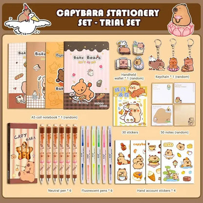 Large Capacity Gift Box Capybara Stationery Set Abundant Cute Back-to-school Gift Kit Pencil Case School Supplies for Students - petguardiansupplies