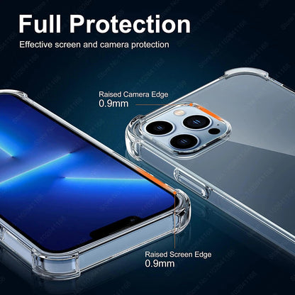 Luxury Shockproof Clear Phone Cases For iPhone 16 15 14 13 12 11 Pro Max 8 Plus XR XS Max Silicone Bumper Transparent Back Cover - petguardiansupplies