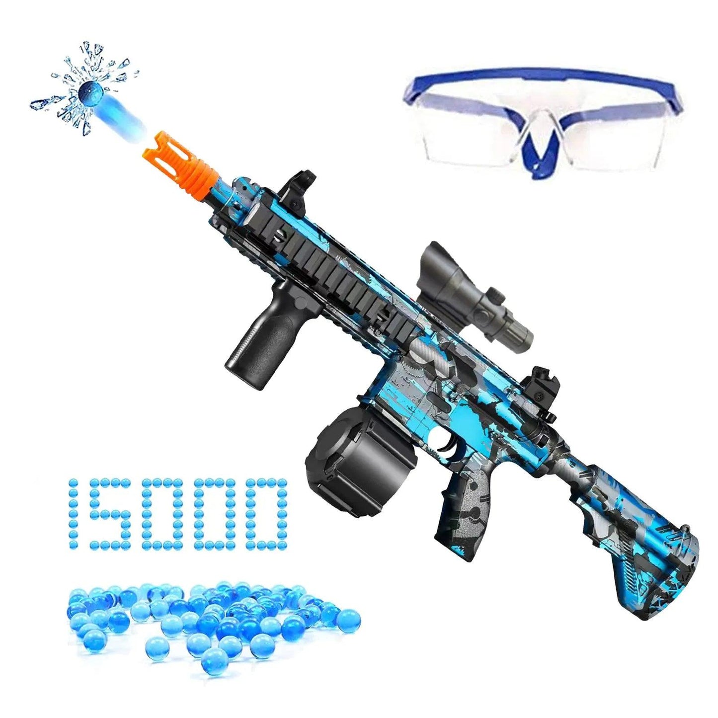 Kids M416 Manual & Electric Splatter Gun 2-in-1 With 15000 Eco-Friendly Water Beads Goggles For Outdoor Toys #3 - petguardiansupplies