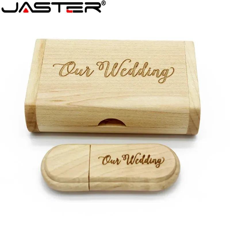 JASTER 1PCS free custom logo laser engraving wooden+Box pendrive 4GB 8GB 16GB 32GB 64GB USB Flash Drive photography gift - petguardiansupplies