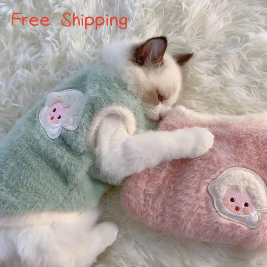 Soft Thicken Pet Clothes, Faux Rabbit Fur Pet Clothing, Warm Cat Accessories, Monochromatic Plush Dog Vest, Pet Supplies, Winter - petguardiansupplies