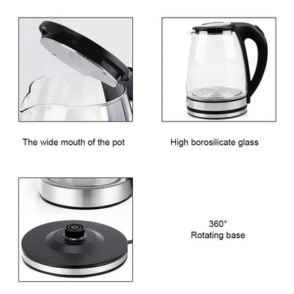 220V 1.8L Electric Kettle Glass Tea Kettle 1500-1800W Water Boiler Home Kitchen water heater,Dry Boiling Protection - petguardiansupplies