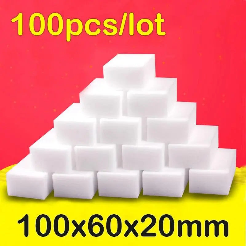 100 PCS/Lot Melamine Sponge Magic Sponge Eraser Kitchen Sponge Cleaner Cleaning Tools for Kitchen Bathroom Car Home 100*60*20mm - petguardiansupplies