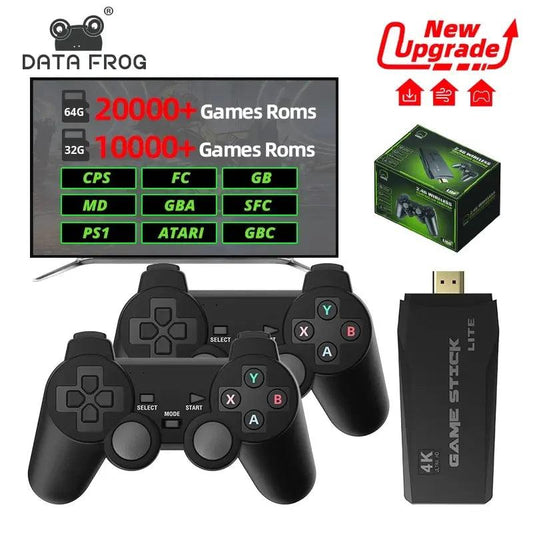 DATA FROG Retro Video Game Console 2.4G Wireless Console Game Stick 4k 10000 Games Portable Dendy Game Console for TV 20000 Game - petguardiansupplies