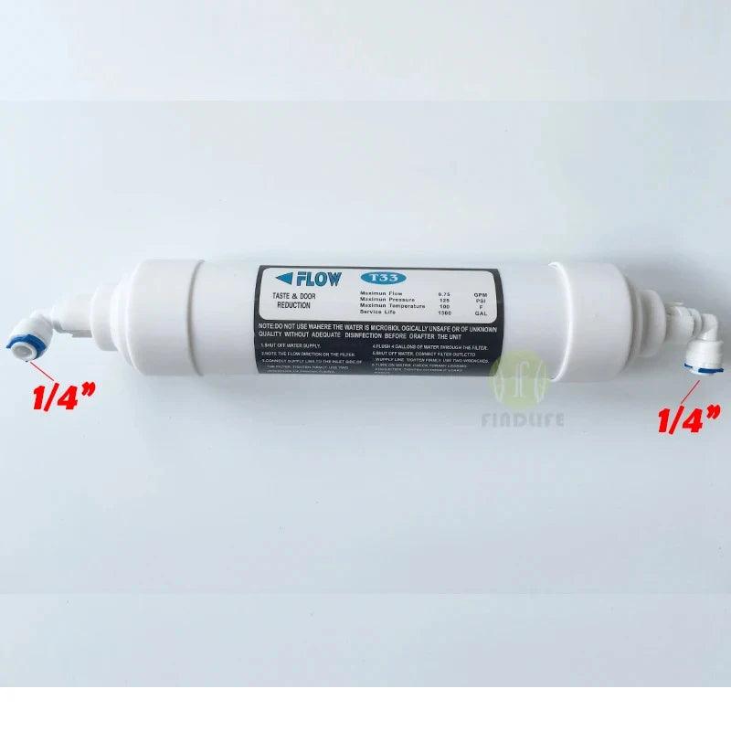 Quick connect 10 Inch T33 with 2pcs fitting Water Purifier INLINE COCONUT Carbon Post WATER FILTER cartridge REVERSE OSMOSIS - petguardiansupplies