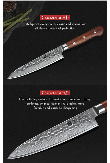 XINZUO 6'' Utility Knife vg10 Damascus Steel Kitchen Utility Knives for Vegetables Rosewood Handle Stainless Steel Paring Knife - petguardiansupplies