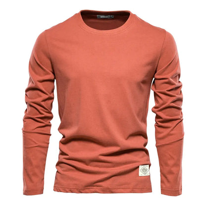 100% Cotton Long Sleeve T shirt For Men Solid Spring Casual Mens T-shirts High Quality Male Tops Classic Clothes Men's T-shirts - petguardiansupplies