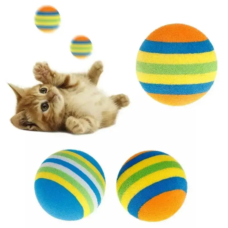 10Pcs Colorful Cat Toy Ball Interactive Cat Toys Play Chewing Rattle Scratch Natural Foam Ball Training Pet Supplies - petguardiansupplies