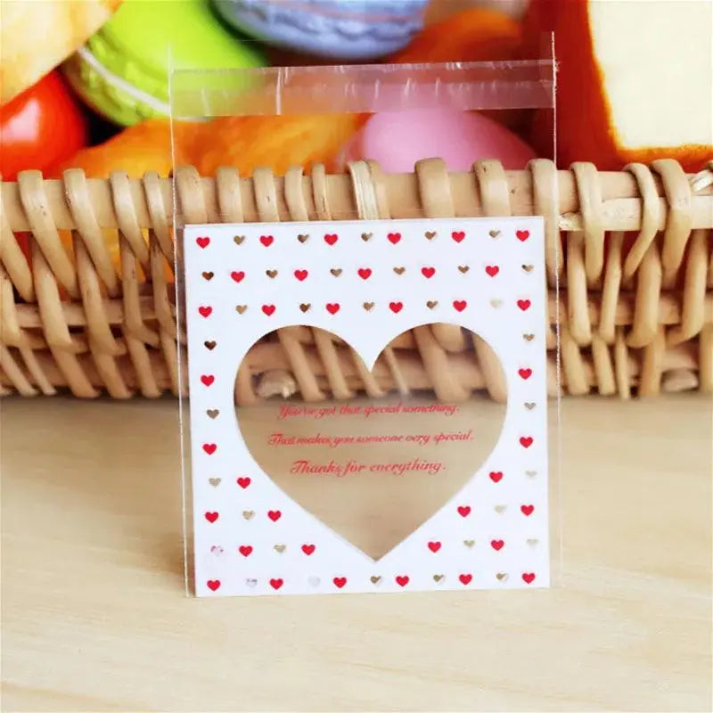 50Pcs/lot Cute Heart Theme Candy Cookie Bags Wedding Birthday Party Candy Buscuit Packaging Bag Christmas Plastic Gift Bags - petguardiansupplies