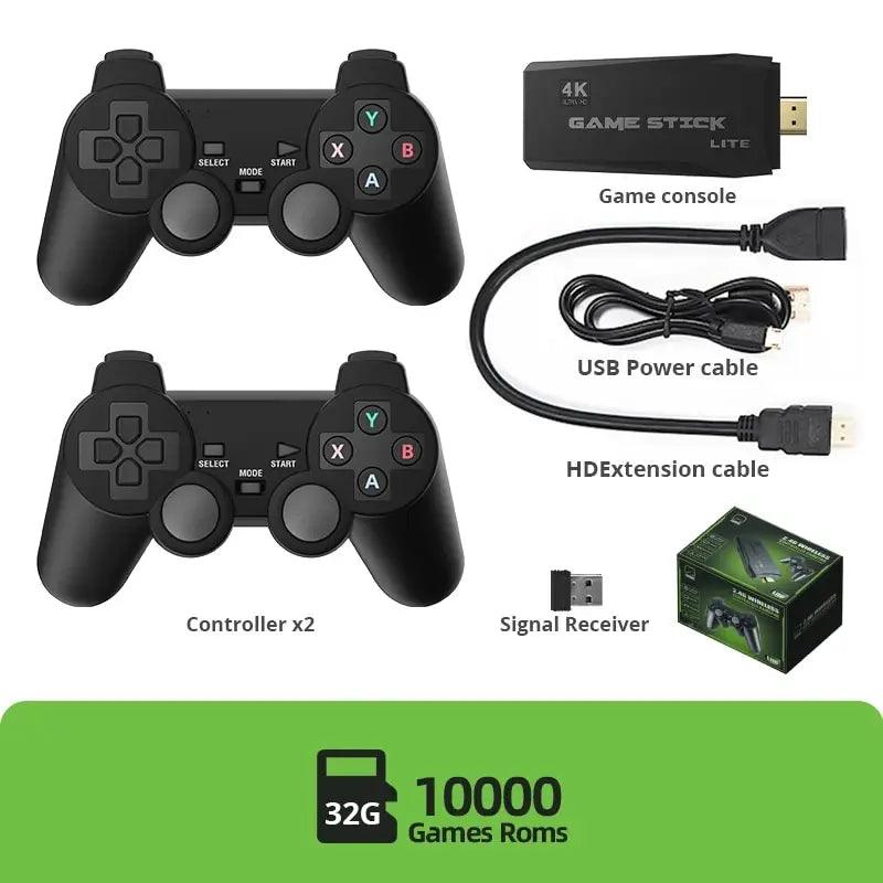 DATA FROG Retro Video Game Console 2.4G Wireless Console Game Stick 4k 10000 Games Portable Dendy Game Console for TV 20000 Game - petguardiansupplies