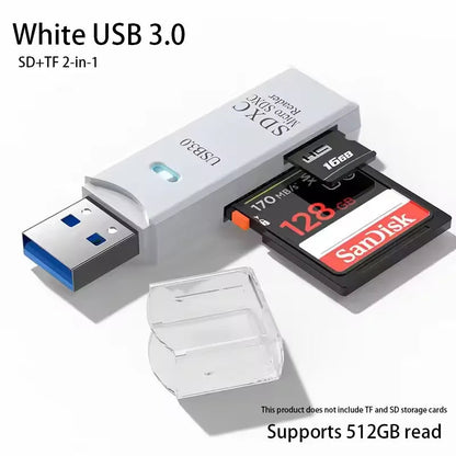 Multi Functional 2-in-1 High-speed USB 3.0/2.0 Card Reader Supports TF+SD Computer, Tablet Camera, Laptop, Car Mounted - petguardiansupplies