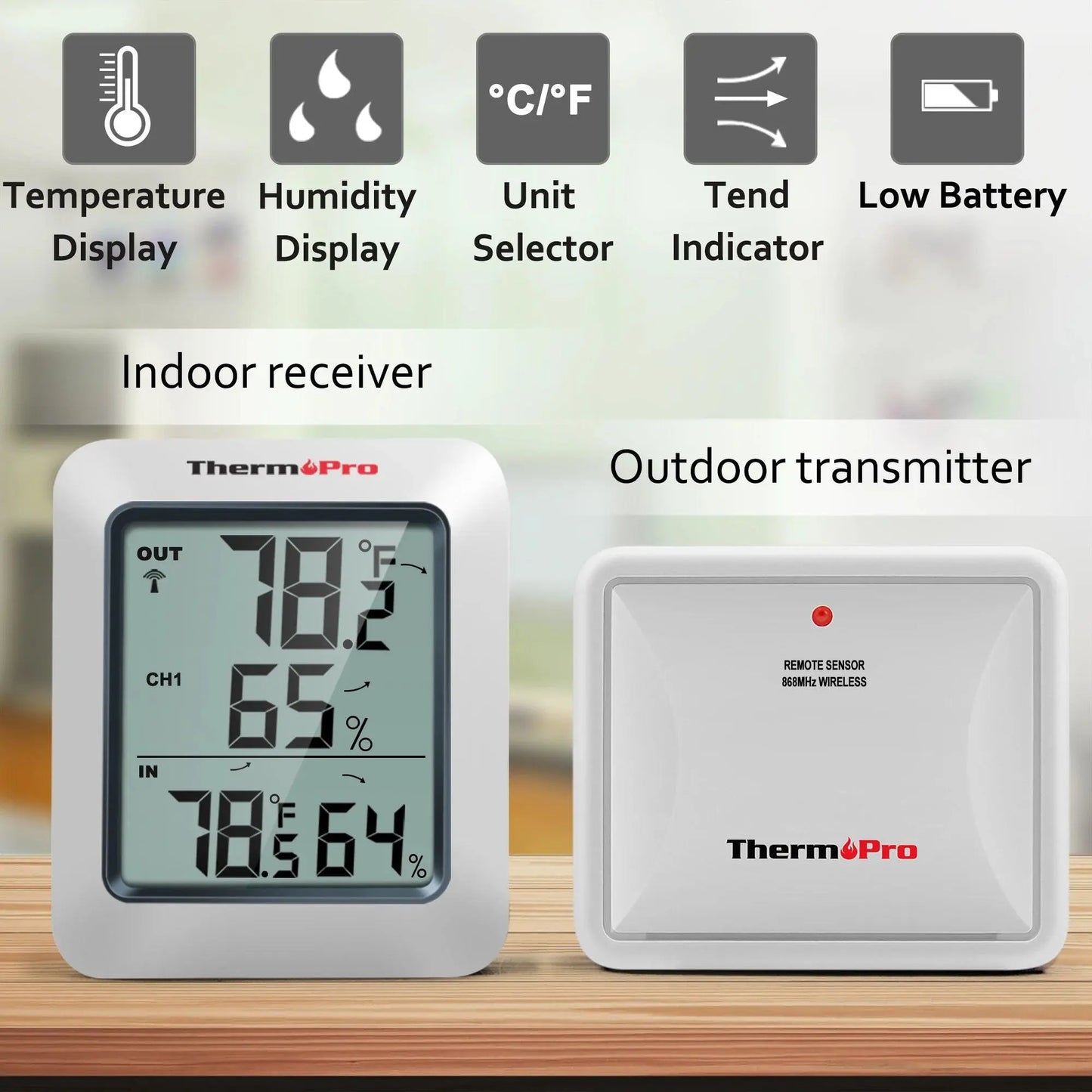 ThermoPro TP60C 60M Wireless Digital Indoor Outdoor Thermometer Hygrometer Weather Station For Home - petguardiansupplies