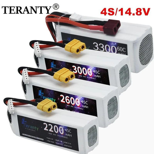 4S 14.8V 45C 2200MAh 2600MAh 3000MAh/3300MAh 60C Lipo Battery for RC Car FPV Quadcopter Helicopter Drone Racing Model Hobby - petguardiansupplies