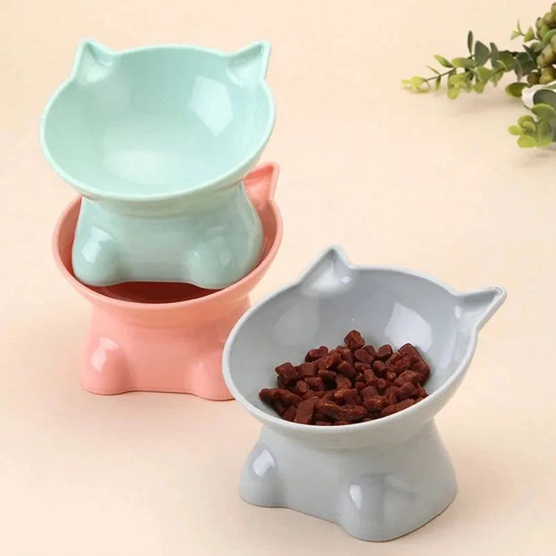 Hot-selling Nordic style pet bowl cervical vertebra protection cat bowl anti-tip plastic inclined mouth cat bowl pet supplies - petguardiansupplies