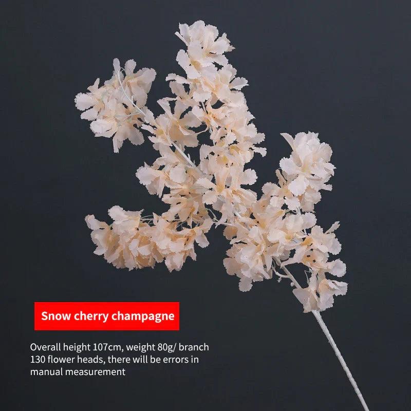 107CM Silk Hydrangea White Branch Snow All Over The Sky DIY Artificial Cherry Home Party Decoration Wedding Arch Decoration - petguardiansupplies