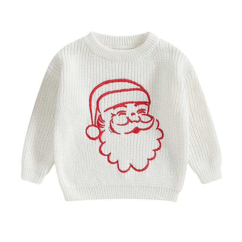 FOCUSNORM 0-3Y Autumn Winter Baby Boys Girls Christmas Sweater Santa Embroidery Long Sleeve Crew Neck Pullover Knitwear - petguardiansupplies