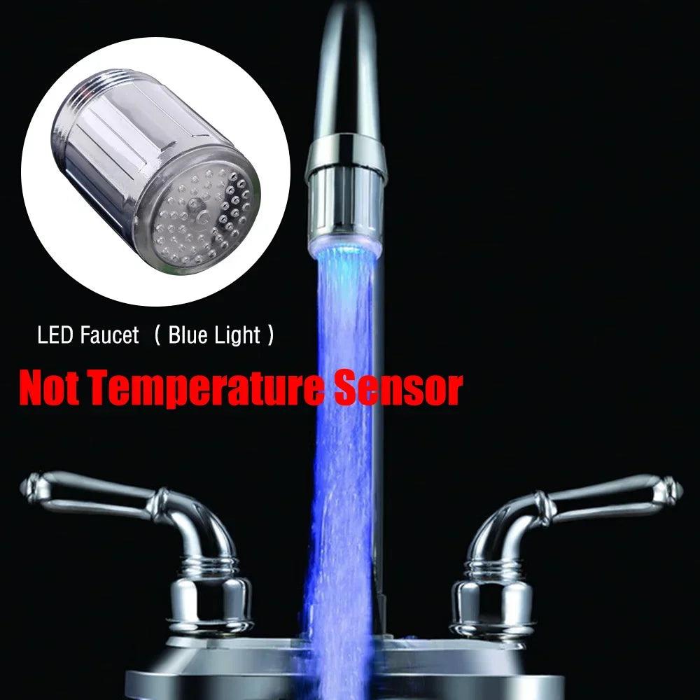 LED Water Faucet Stream Light Kitchen Bathroom Shower Tap Faucet Nozzle Head 7 Color Change Temperature Sensor Light Faucet led - petguardiansupplies