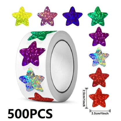 100-500PCS New Stars Stickers Thank You Stickers Photocard Decor for Kids Children Packaging Pack Stickers Roll Rolling Lables - petguardiansupplies