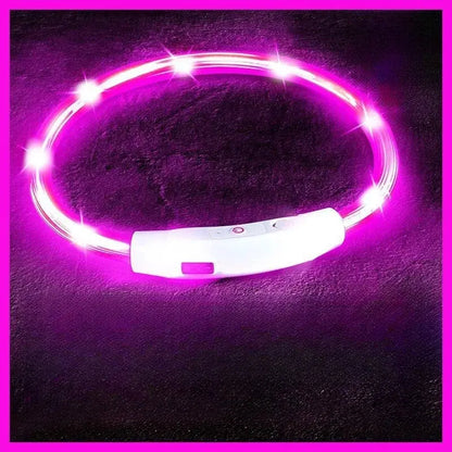 40/50/70cm Led Dog Collar USB Rechargeable Pet Dog Night Luminous Charge Collar Glowing Necklace Collar Safety Night Light - petguardiansupplies