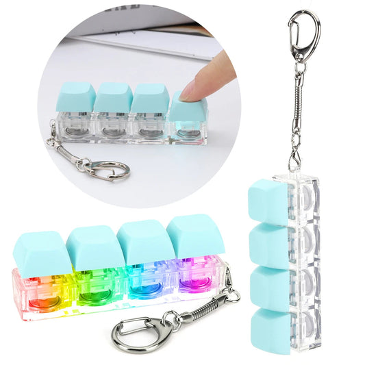 Colorful LED Keyboard Clicker 4 Keys Fidget Toy for Stress Relief Portable Keychain for Adults and Kids - petguardiansupplies