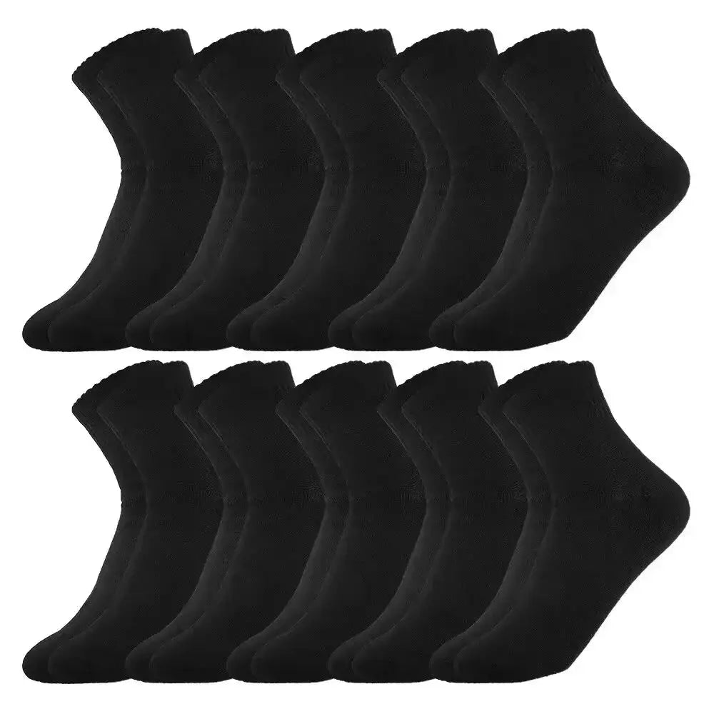 10 pairs of men's mid-calf socks black, white and gray cotton socks for all seasons, solid color match - petguardiansupplies