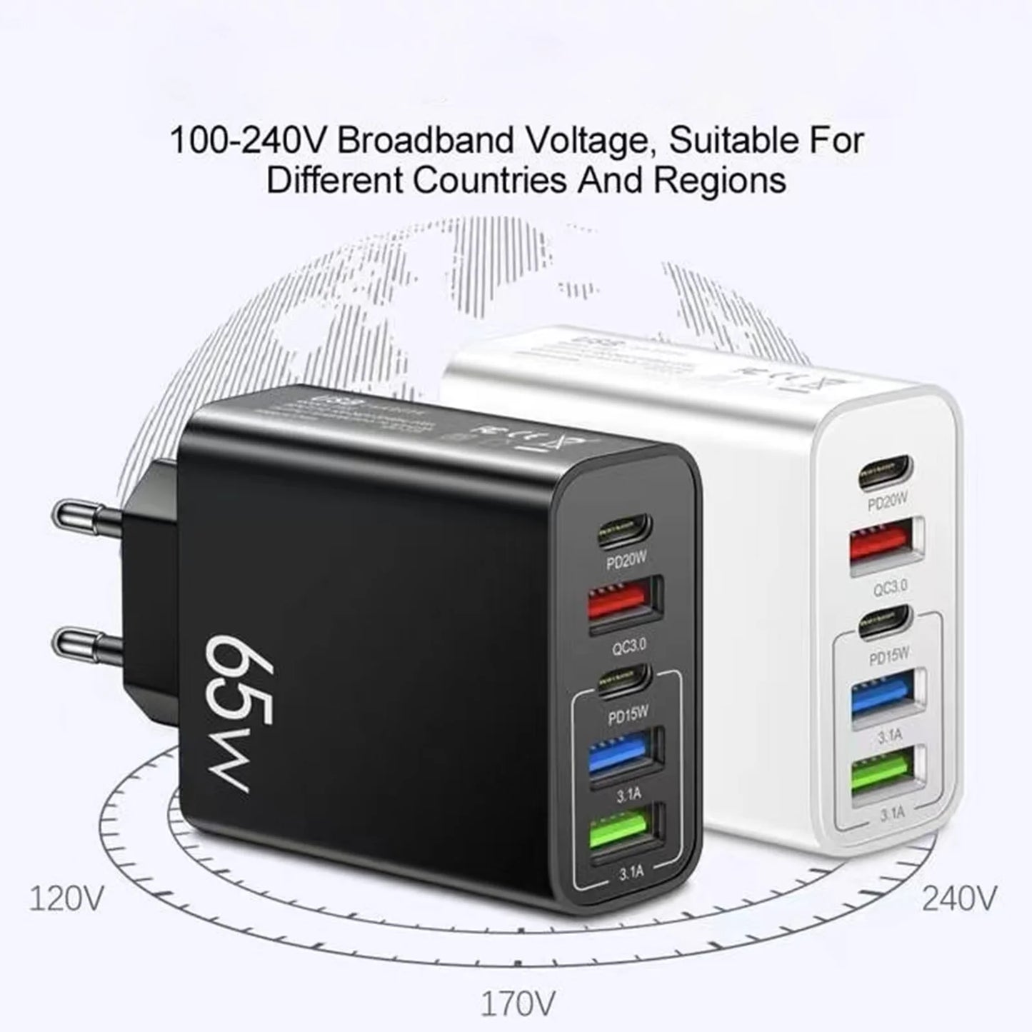 5 port EU Standard USB for All Phone Travel Portable Mobile Plug Charger Power Adapter Universal - petguardiansupplies