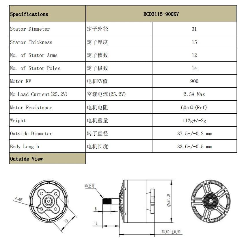 NEW 3115 900KV 3-6S Brushless Motor for RC Multirotor X-Class FPV Cinelifter Taurus X8Pro Protek60 FPV Camera Kit Done - petguardiansupplies