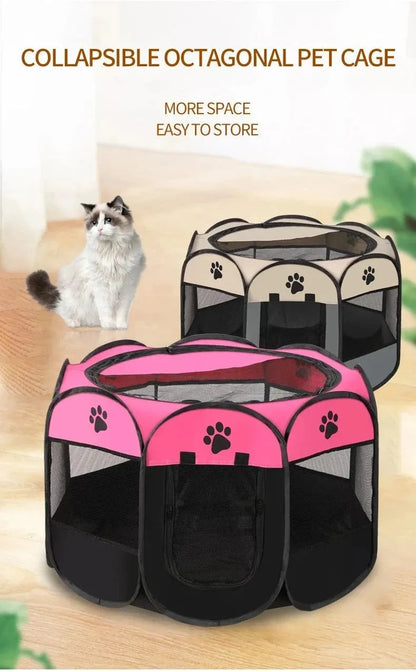 Octagonal pet enclosure pet tent oxford bunai scratch foldable dog cage dog dog cat maternity room Kennels, cat kennels - petguardiansupplies