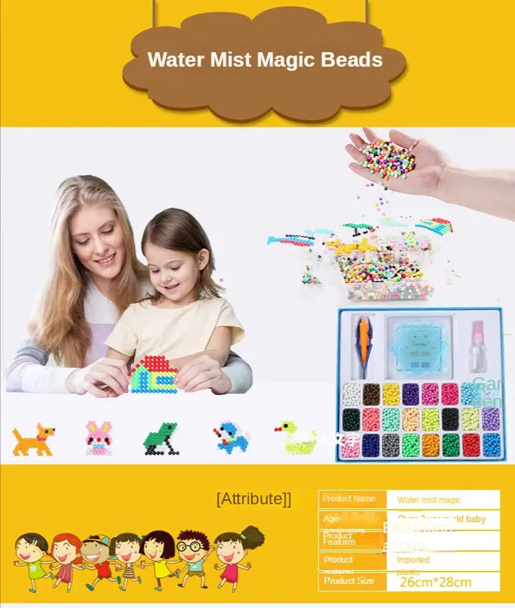 1000 Pcs/box DIY Water Spray Magic Beads Handmade Toy Set Children's Color Crystal Beads Puzzle Craft Kit Gift Variety Bean Toys - petguardiansupplies