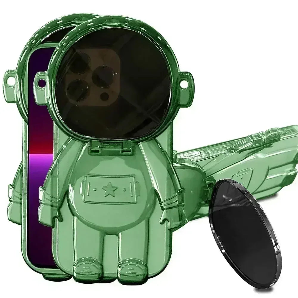 Clear 3D Cartoon Astronaut Phone Case For iPhone  - Shockproof Bumper Kickstand - petguardiansupplies