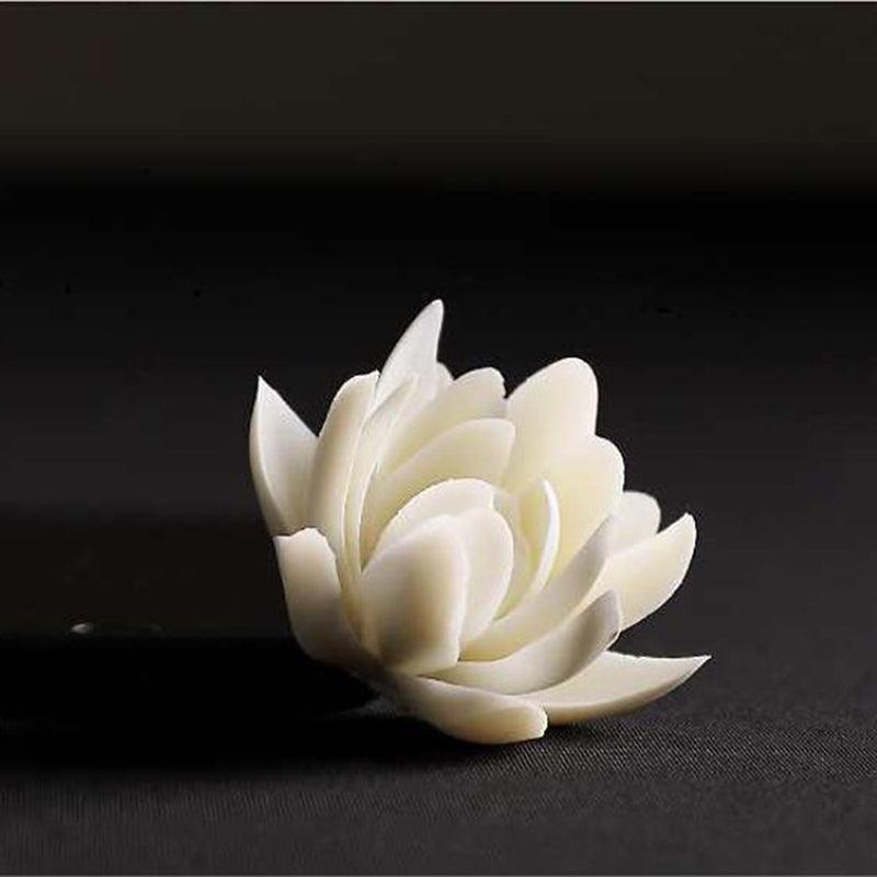 New 1PC Ceramic White Lotus Incense Burner Sandal Wood Incense Burner Ornaments Home Incense Stick Holder Aromatherapy - petguardiansupplies