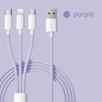 66W 6A 3 in 1 USB Fast Charging Cable Type-C Cable USB Type C Cable Micro USB Cable USB C Data Cable - petguardiansupplies