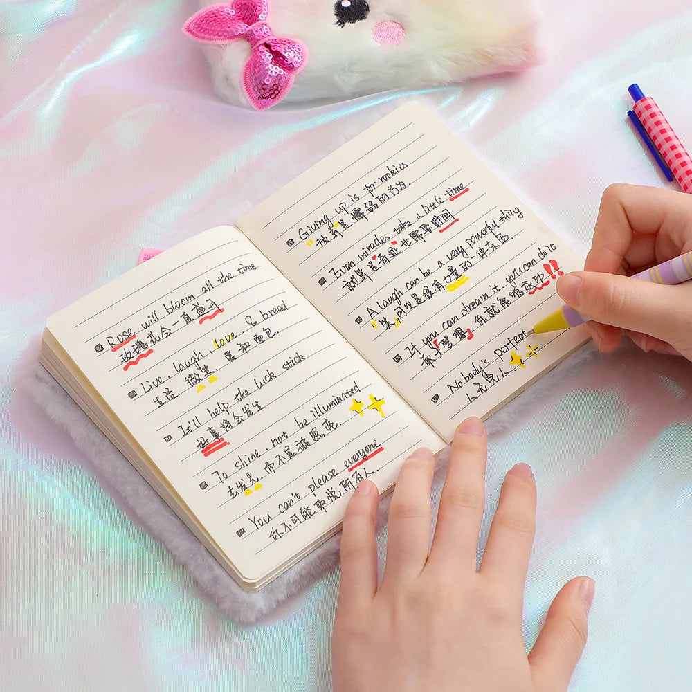 Cartoon Cat Small Diary Book Girl Cute Plush Note Book Student Hand Ledger Birthday Gift Notebook Girl - petguardiansupplies