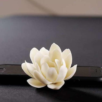 New 1PC Ceramic White Lotus Incense Burner Sandal Wood Incense Burner Ornaments Home Incense Stick Holder Aromatherapy - petguardiansupplies