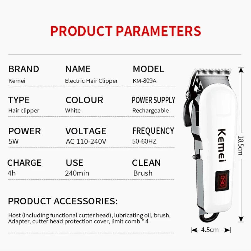 Kemei Professional hair clipper cordless hair trimmer beard for men electric hair cutting kit rechargeable haircut machine - petguardiansupplies