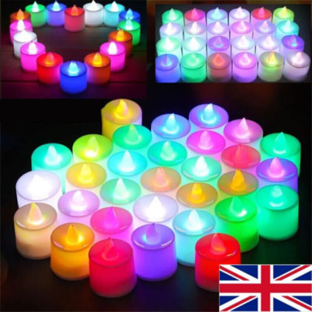 12 X LED Colour Changing Flickering Mood Tea Lights Flameless Battery Operated - petguardiansupplies