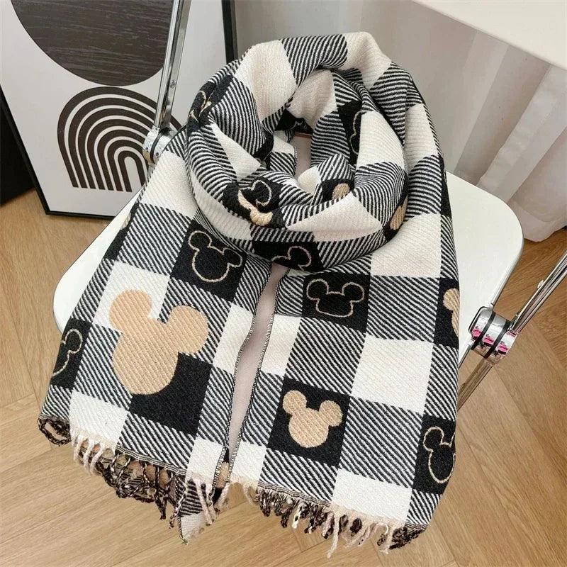 Disney Mickey Women's Scarf Cute Anime Cartoon Fashion Winter Warm Mickey Figure Cashmere Soft Lover Scarf Holiday Child Gifts - petguardiansupplies