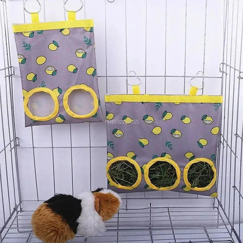 2/3 Holes Hanging Hay Bag for Bunny Guinea Pigs Small Animal Feeder Rabbit Food Dispensers Bag Cage Accessories Pet Feeding Bag - petguardiansupplies