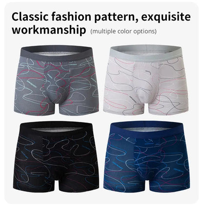 4 Pack Europe and America Size MEN'S FASHION Sexy Boxer Underwear Antibacterial Breathable plus Size Fat MEN'S Shorts Underwear - petguardiansupplies