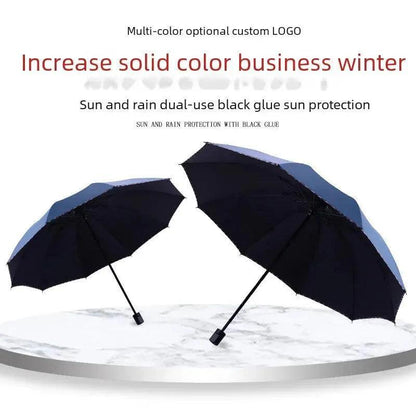 Large Folding Umbrella Business Use Men's Women's Sun Rain Umbrella Three Fold Advertising Logo - petguardiansupplies