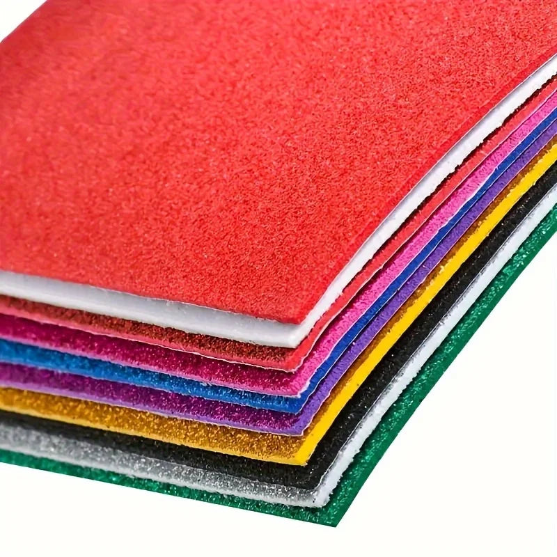 Pack of 10 A4 Glitter Foam Sheets Glitter Self-Adhesive, Backing Paper, Handmade Art Decoration - petguardiansupplies