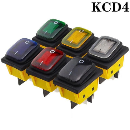 KCD4 on off 30A/250V Heavy Duty 4 pin DPST IP67 Sealed Waterproof T85 Auto Boat Marine Toggle Rocker Switch with LED 12V 220V 30 - petguardiansupplies