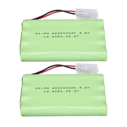 9.6V 3000mah NiMH Battery +9.6V Charger For Rc toys Car Trucks Tanks Trains Boats upgrade Ni-MH 8*AA 9.6v Rechargeable Battery - petguardiansupplies