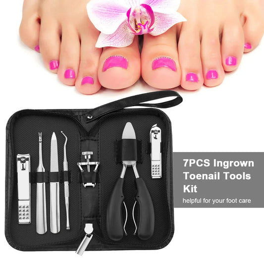 Ingrown Toenail Removal Kit 7PCS Foot Care Tool Nail Treatment Pedicure Clippers for Ingrown Toenail Lifter - petguardiansupplies