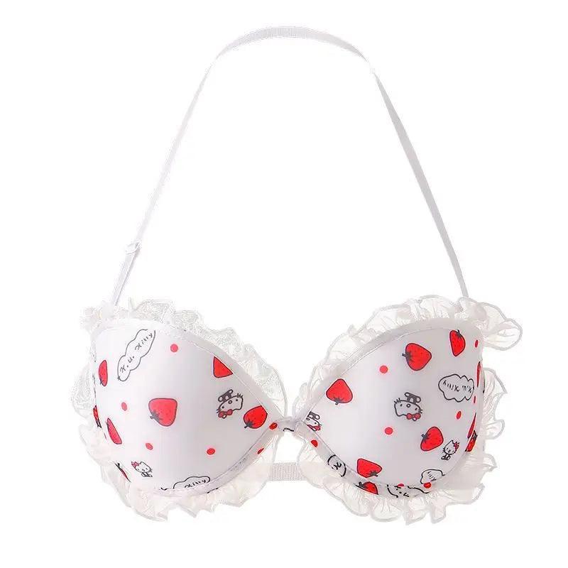 Sanrio Hello Kitty Pants Anime Figure Y2K Sweet Girl Pink Underwear Fashion Kawaii Small Chest Gathering Bra Without Steel Ring - petguardiansupplies