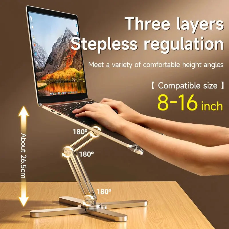 Foldable Laptop Stand 360°Rotation Notebook Table Aluminum Alloy Holder Portable Book Tablet Bracket with Heat Dissipation - petguardiansupplies