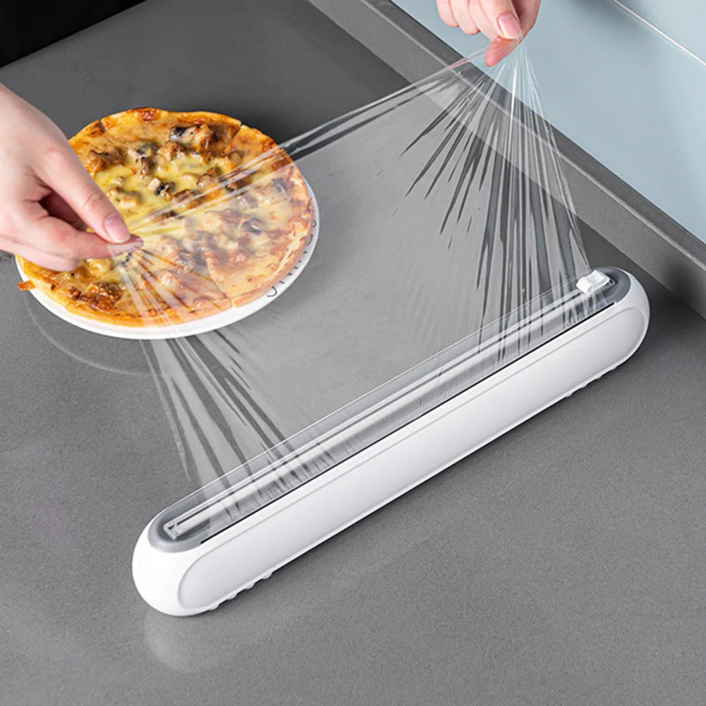 Plastic Wrap Dispenser Magnetic Refillable Food Cling Film Dispenser with Slide Cutter Aluminum Foil Dispenser Kitchen Supplies - petguardiansupplies