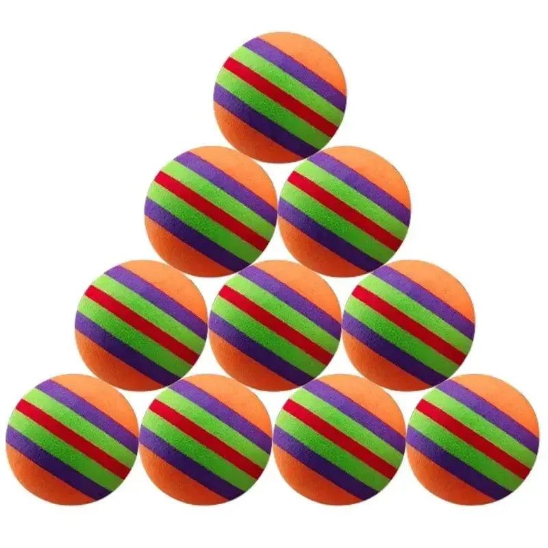 10Pcs Colorful Cat Toy Ball Interactive Cat Toys Play Chewing Rattle Scratch Natural Foam Ball Training Pet Supplies - petguardiansupplies