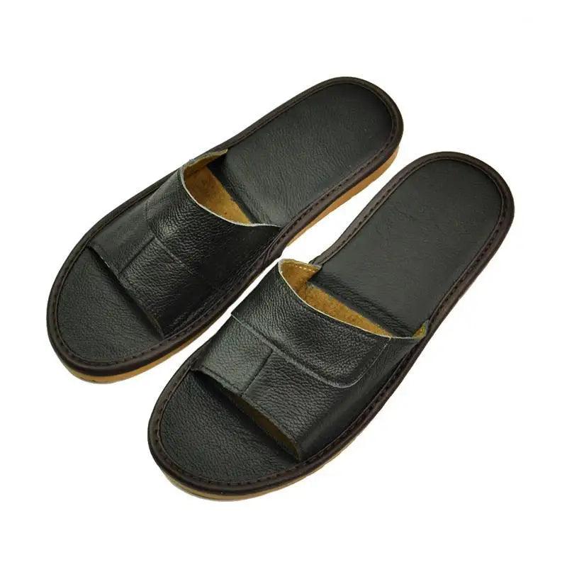 2022 New Leather Slippers Men Home Furnishing Indoor Floor Classic Footwear Casual Slides Leather Sandalias Zapatos Hombre - petguardiansupplies